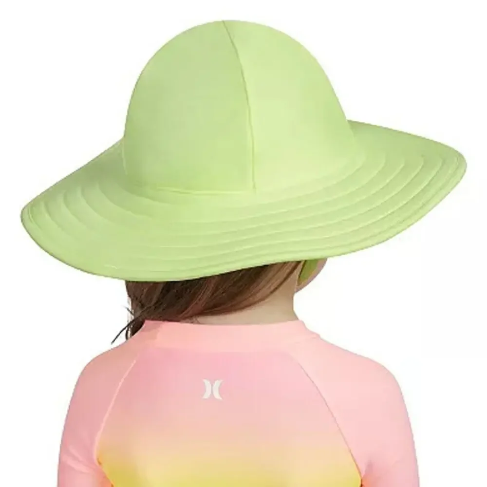 Hurley Toddler Sun Hat Neon Green Wide Brim Matte Stretch Nylon Tricot UPF 50+